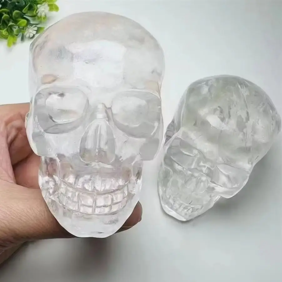 Natural Clear Quartz Crystal Skulls Figurine Polished Healing Crystal stone ,Mineral Specimen,Crystal Energy and Home Decoration