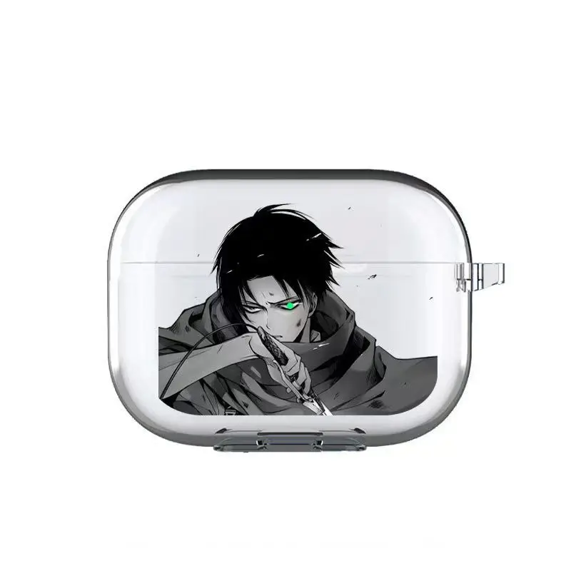 Funda para auriculares Attack on Titan Levi Ackerman para AirPods Pro 3, funda de segunda generación para Apple AirPods 1, 2, 4, fundas protectoras