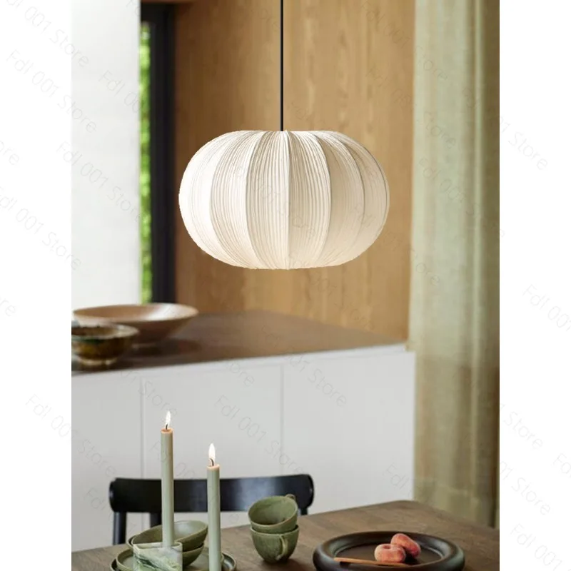 Pleated Fabric Led Pendant Lights For Dining Room B&B Chandelier Lighting Home Decoration Study Bedroom Lamps