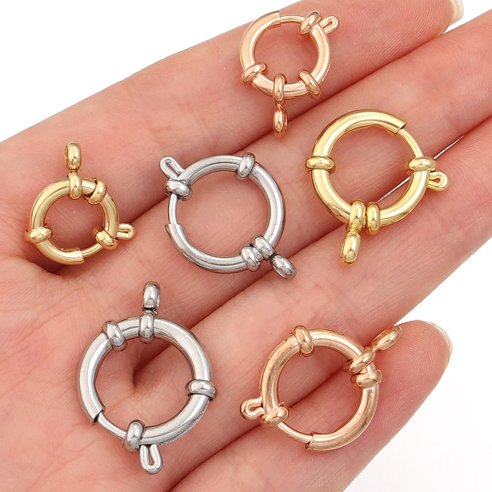 Lot de 2 fermoirs ronds à ressort en acier inoxydable 316 pour la fabrication de bijoux DIY, bracelets et colliers