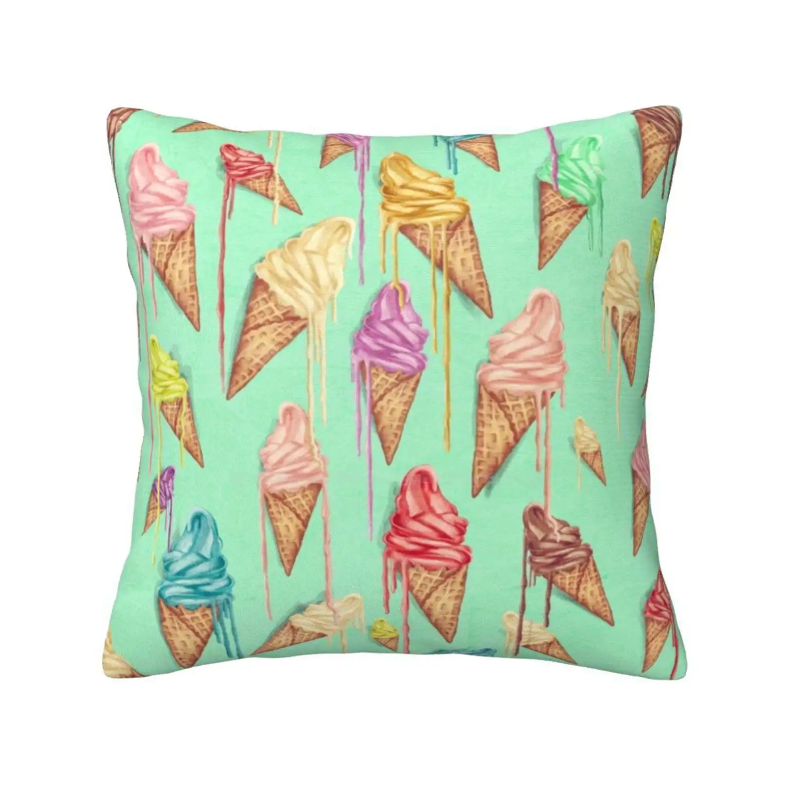 Melted Ice Creams Pillows Case Bedroom Home Decoration Melted Icecream Ice Cream Vintage Retro Vanilla Summer