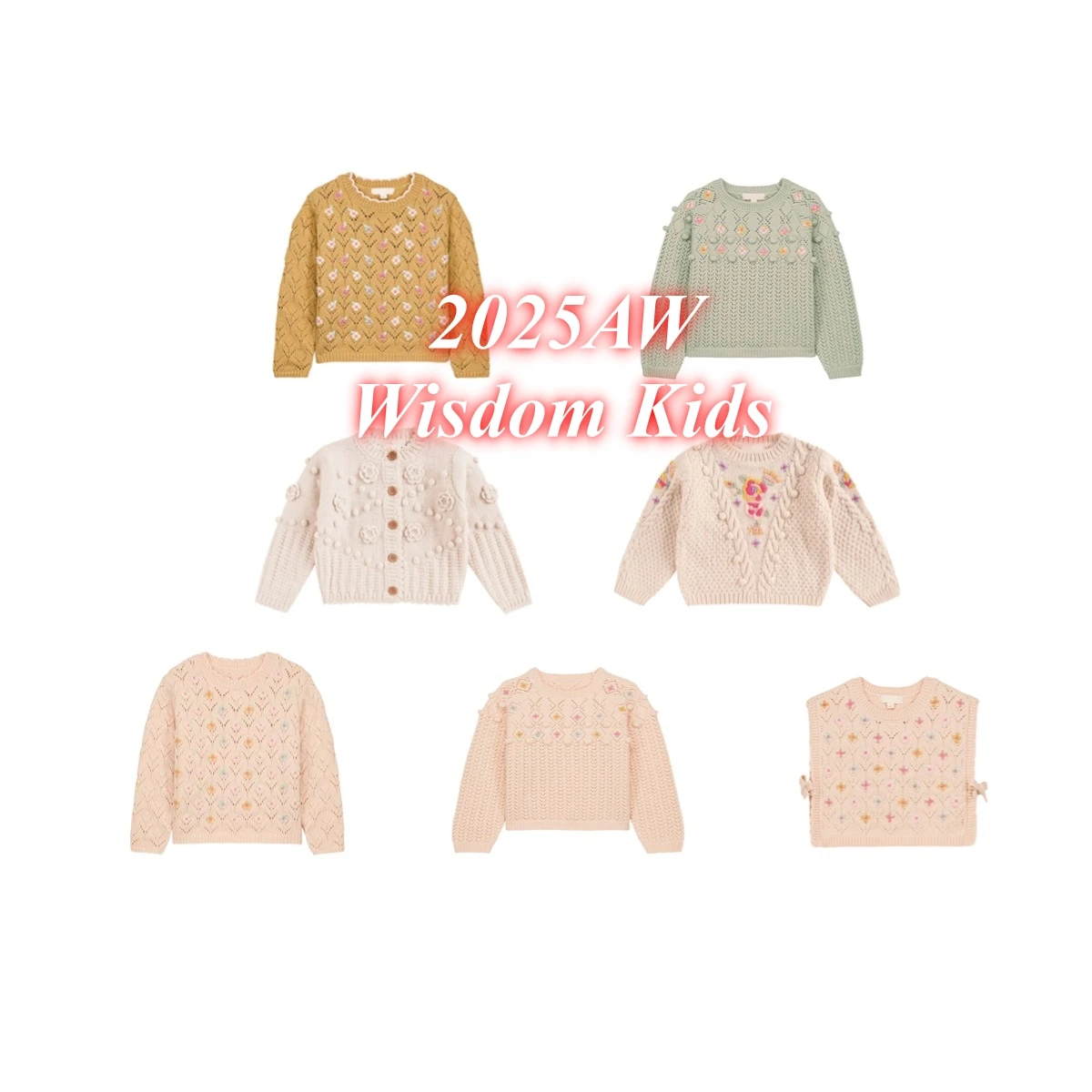 

Wisdom Kids 25LM Autumn/winter New Girls' Flower Embroidery Vest Pullover Sweater Cardigan Jacket Exquisite Versatile Colthes