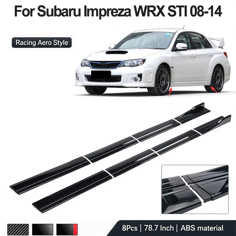 78.7inch/2m Sectional Side Skirt Extension Lips For Subaru Impreza WRX STI 2008-2014 2009 - Racing Side Spoiler Car Mod Body Kit