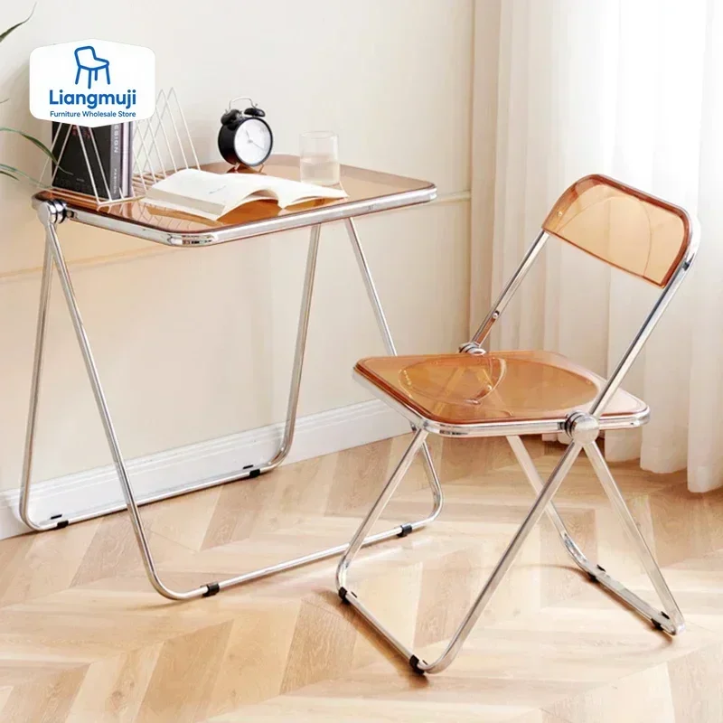 

Style Transparent Office Desk Folding Acrylic Bedroom Balcony Computer Desk Table Modern Simple Household Portable Furniture New