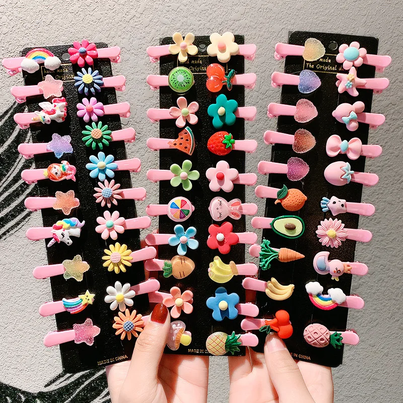 

20Pcs/Lot Children Hair Accessories Cartoon Animal Fruit Flower Hairpin Cute Kids Headwear Duckbill BB Hair Clip Girls Headdress