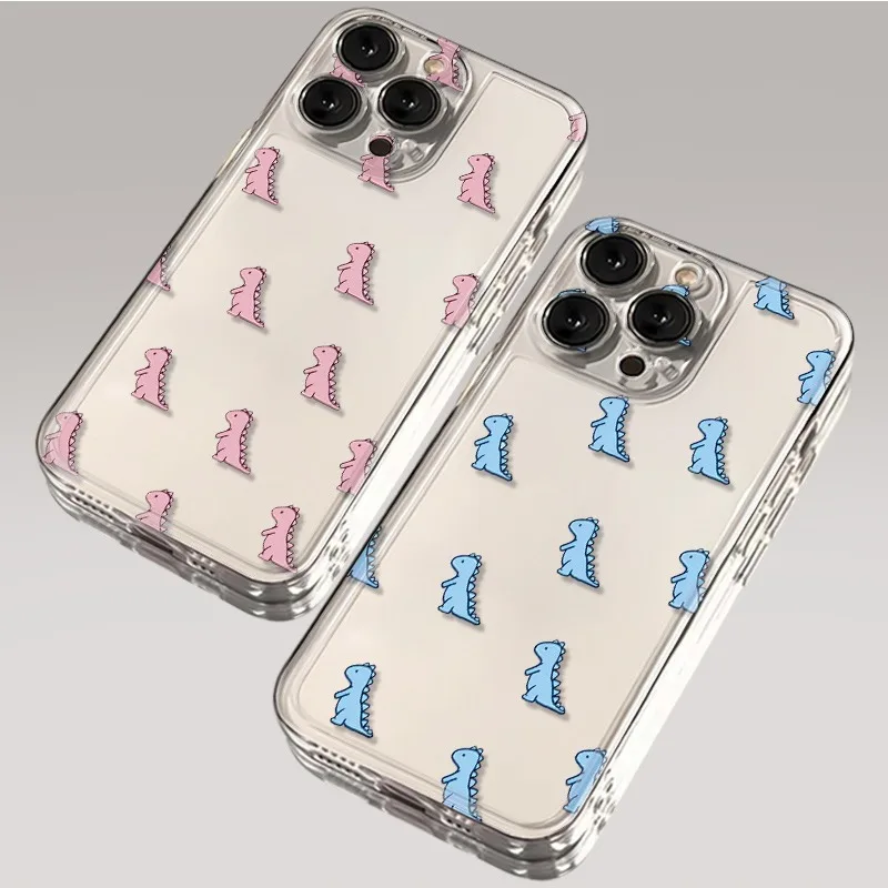 Dinosaur Couple Phone Case for Samsung Galaxy S25 S24 S23 S22 Ultra Plus S21 FE A34 A15 A35 A52 A53 A54 5G Soft Clear Cover