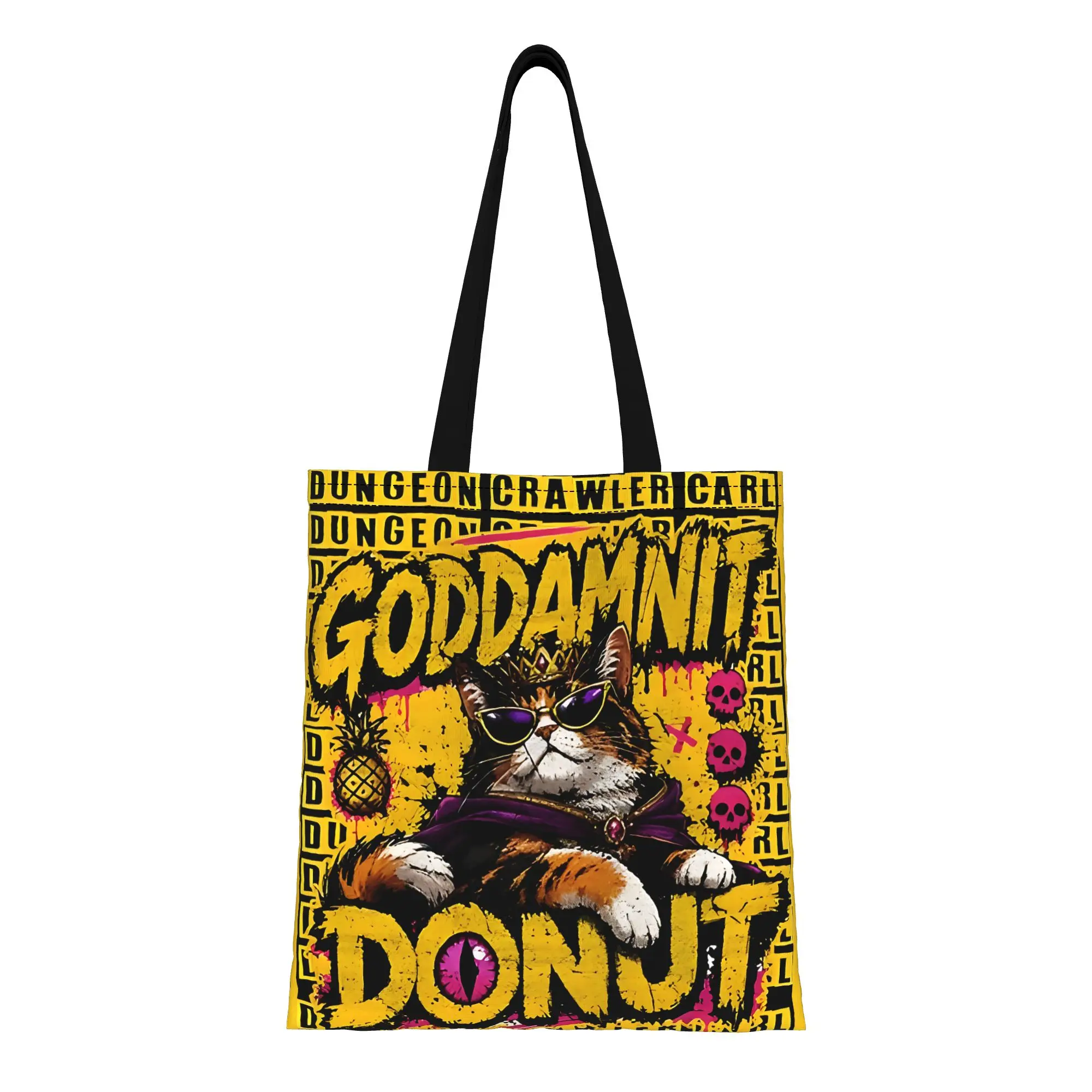 Goddammit Donut, Dungeon Crawler Carl canvas tote bag,  casual style for daily shopping