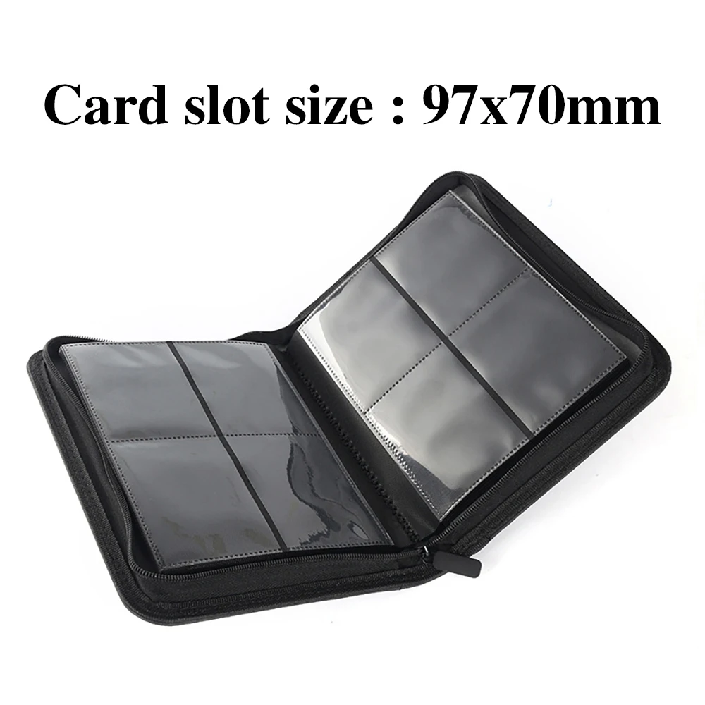 Álbum de cartões colecionável de couro pu, 4 bolsos, 160 compartimentos para cartões, bolsos de carregamento lateral, porta-cartões para cartões colecionáveis tcg