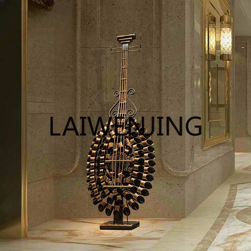 PIPA Musical Instrument Metal Sculptured Ornaments Hotel Foyer Lobby Floor Hallway Crafts New Chinese Soft Decorations