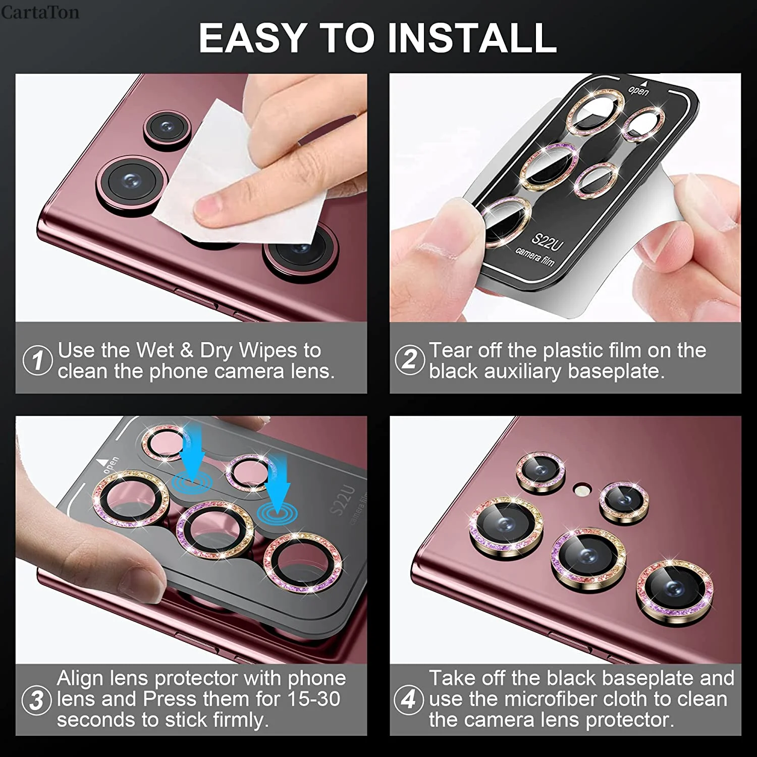 2pcs camera Lens Protector For Samsung Galaxy S25 S23 S24Ultra Glass Back Drop-Proof Phone Camera Protection Case For S22 A55A15