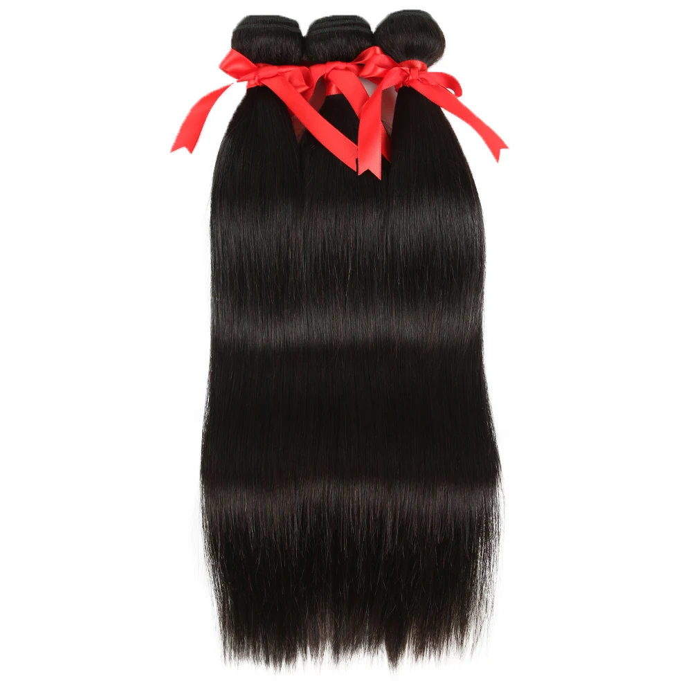 Sleek Straight Human Hair Bundles For Women 28 Inch Peruvian Hair Bundles Single Human Hair Weave Bundles Remy Hair Extension