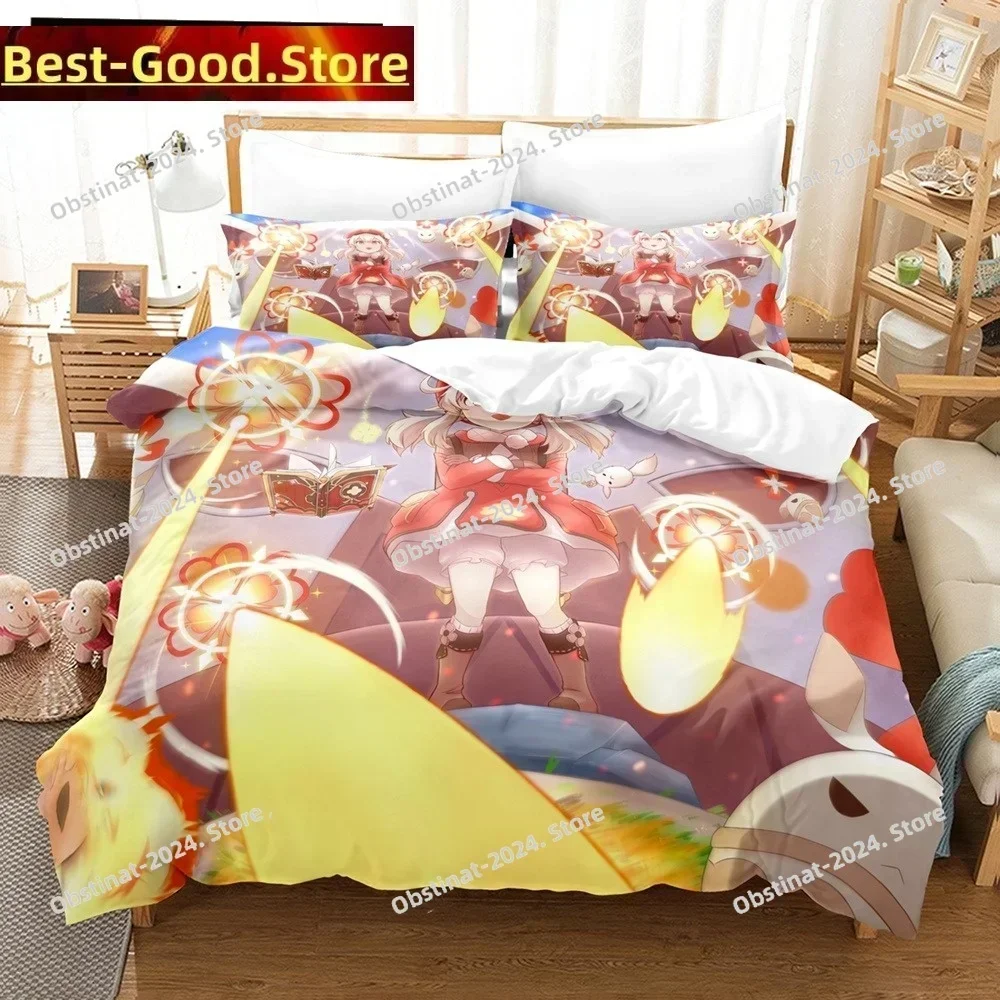 3D Genshin Impact Game Bedding Set Printed single Comforter Quilt Bed Cover Duvet Cover Pillow Case 3 Pieces Set Kids Adult Size