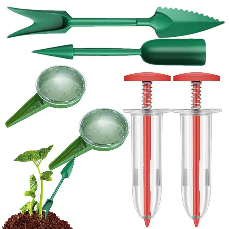 

6 Pieces Mini Sowing Seed Dispenser Sower Small Seed Spreader with Transplanting Tools Manual Handheld Seed Planter for Garden