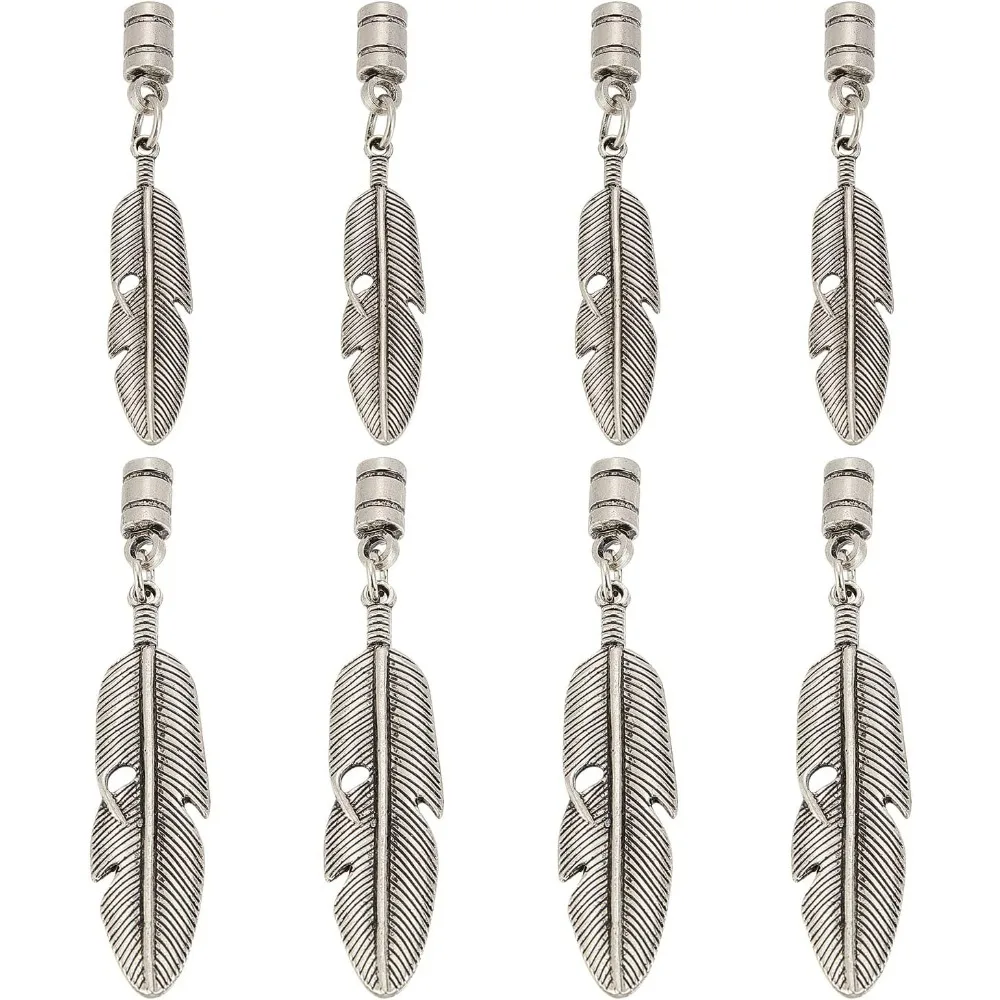 8Pcs 2Size Alloy Bolo Tie Tips Vintage Feather Bolo Tie Tips for Crafting Jewelry Findings Making Accessory for DIY Bolo tie