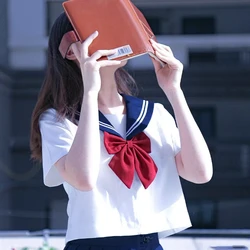 Black White JK Uniform Summer Short/long Sleeve Japanese School Uniforms Girls Sailor Sets Pleated Skirt JK Uniform COS Costume