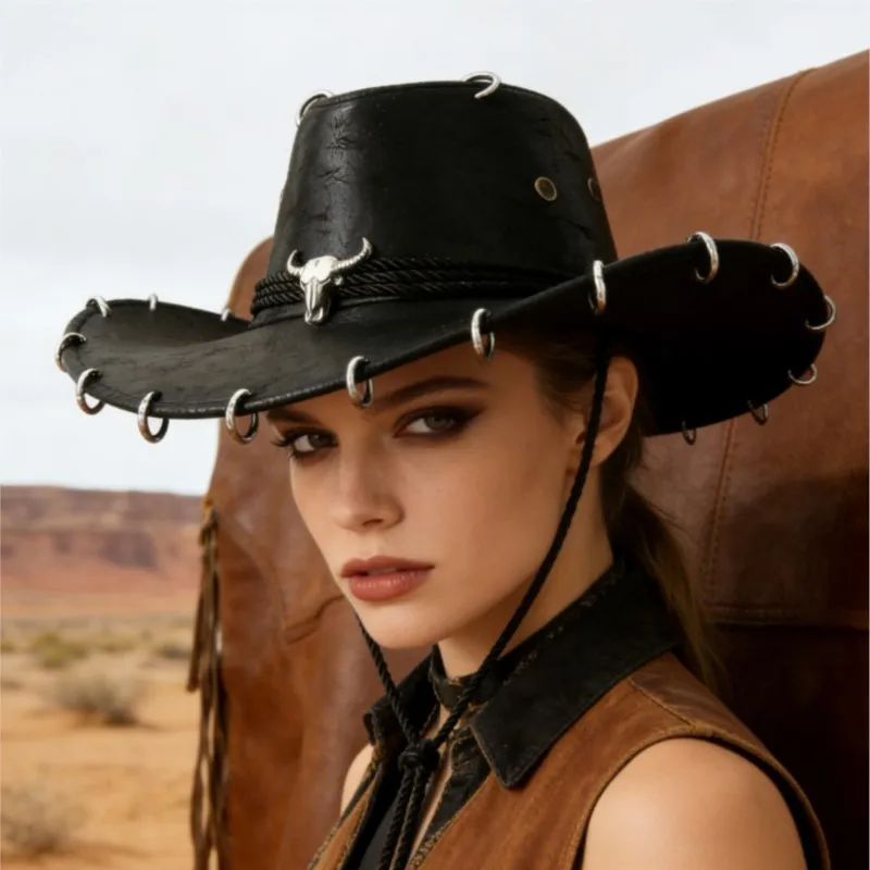 A fashionable sweet and cool girl with cracked hat outdoor travel sand top