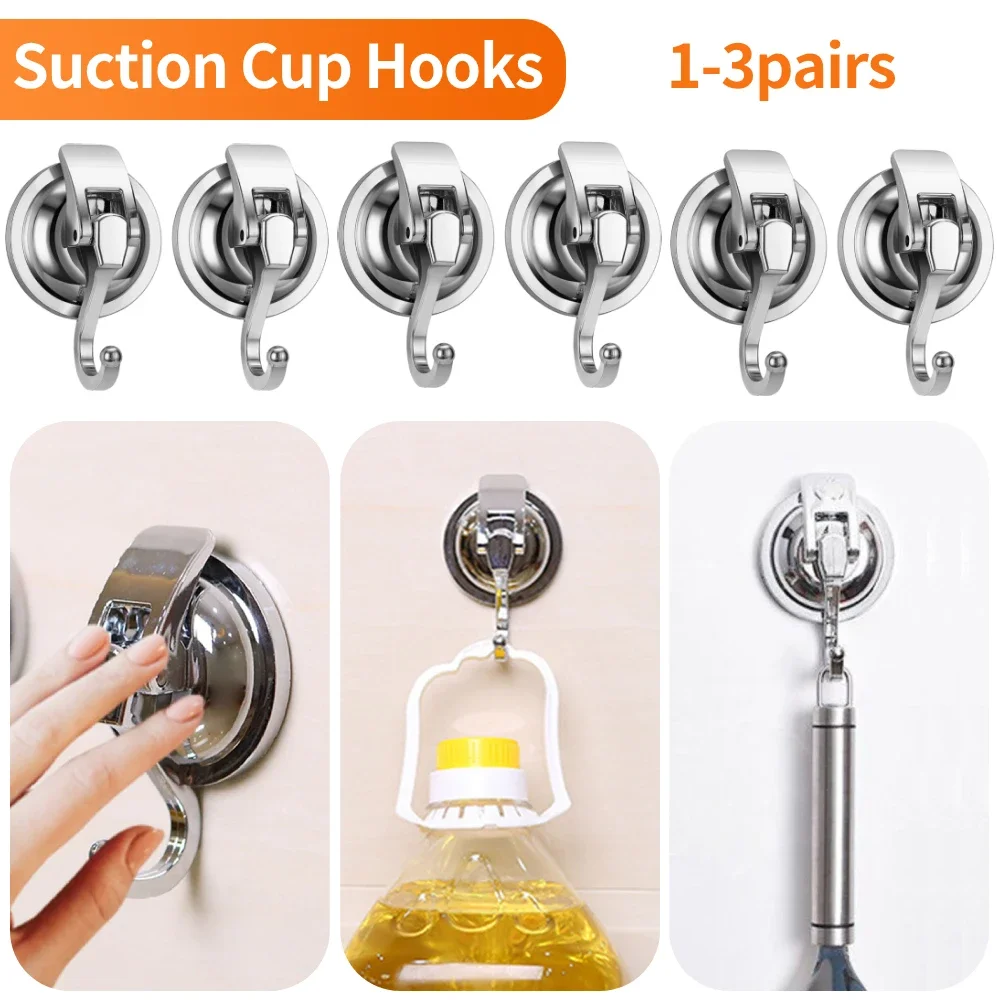 2/4/6pcs Heavy Duty Vacuum Suction Cup Hooks Reusable Towel Hooks Removable Wreath Hanger for Bathroom Kitchen