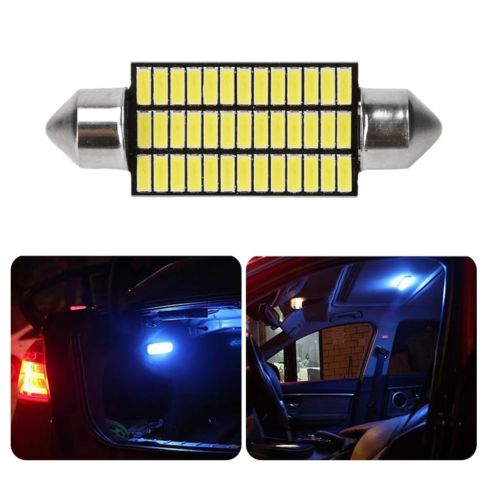 Luces de decodificación LED automotrices de 31-41MM, faros de carro 26-39SMD, lámpara de techo de cúpula Interior de coche, lámpara de señal de placa de matrícula