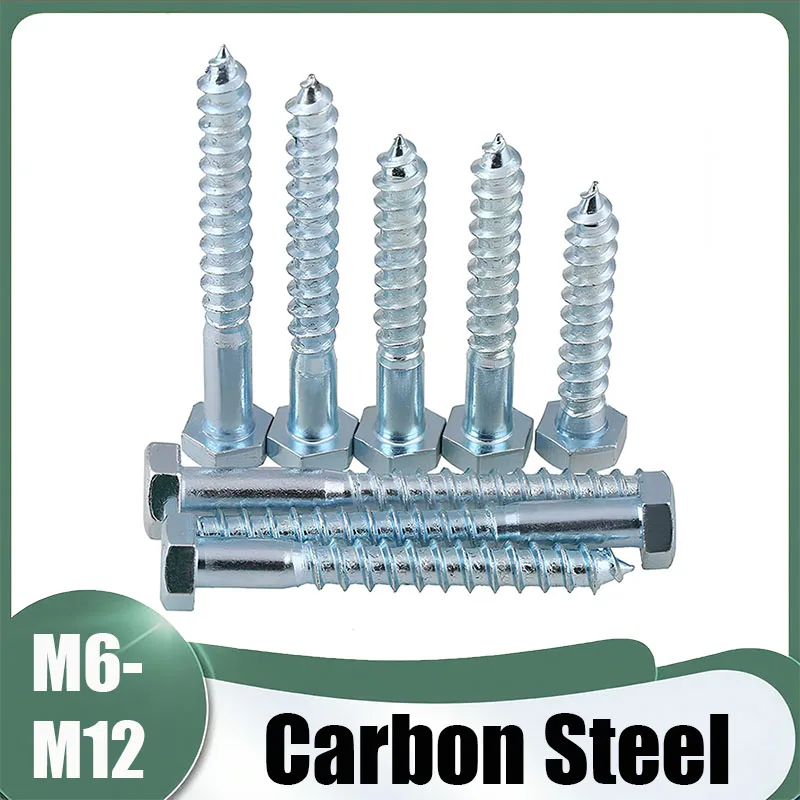 5-30Pcs M6 M8 M10 M12 Zinc Plated External Hexagon Self Tapping Screws Full Tooth And Half Tooth Carbon Steel Wood Screw