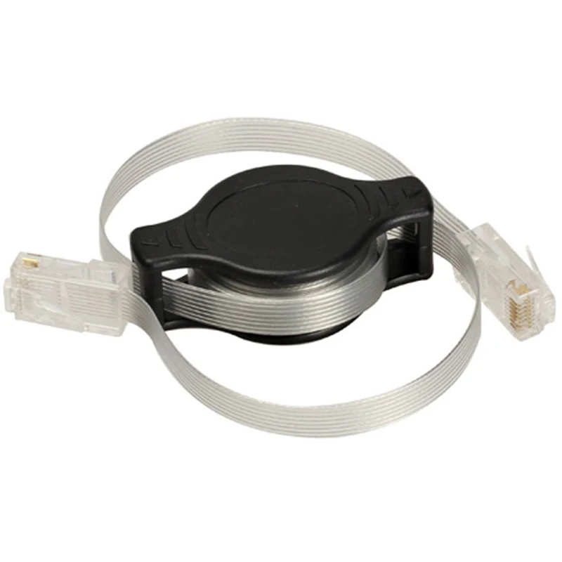 ABFN-2PCS Portable RJ45 Cat 5 5E Retractable Ethernet LAN Network Patch Cable 10/100 Mbps 1.5M/5FT