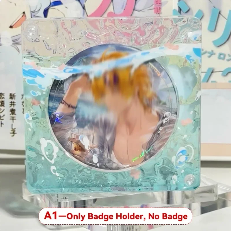 58/75mm Anime Badge Protector Case Acrylic Badge Holder Underwater Wave Badge Brick Pin Storage Display School Supplies