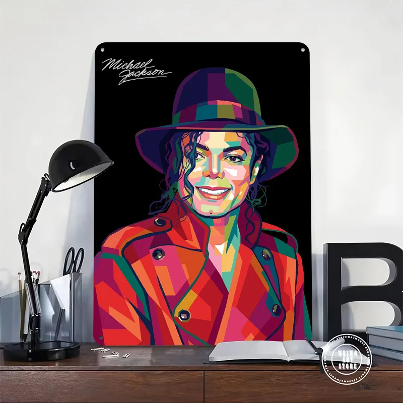 Michael Jackson Pop Art Portrait 3D Texture Metal Poster Customized Wall Art Tin Sign Gift for Mancave Home Decorations Decor