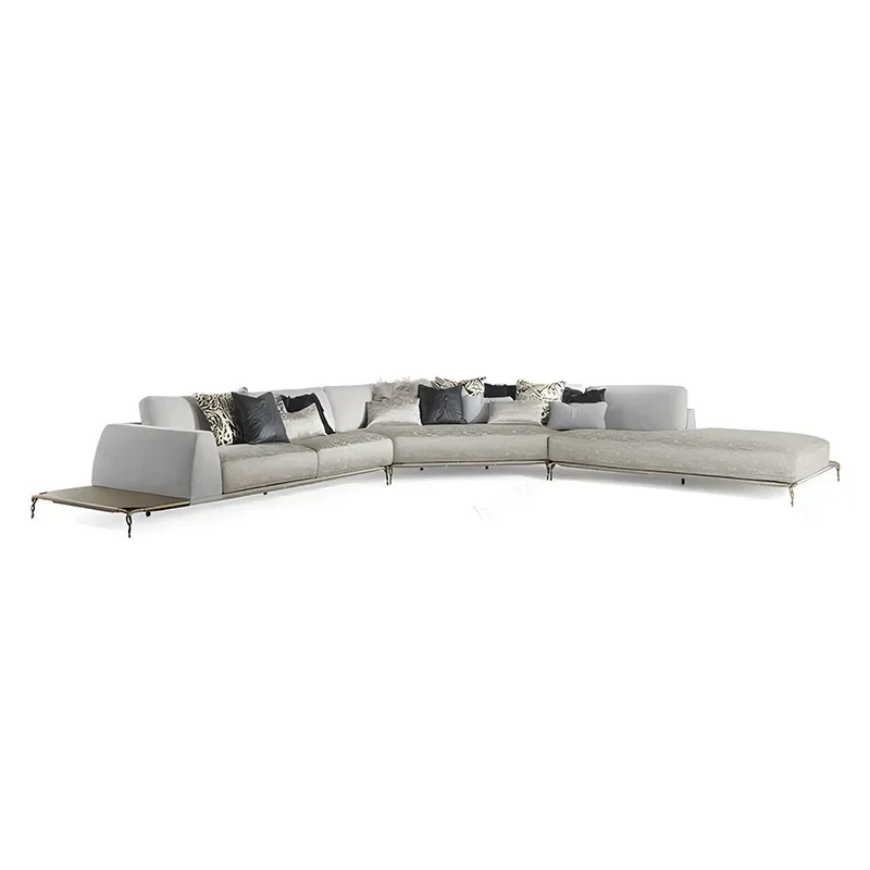 Household fabric curved multi-person combination sofa