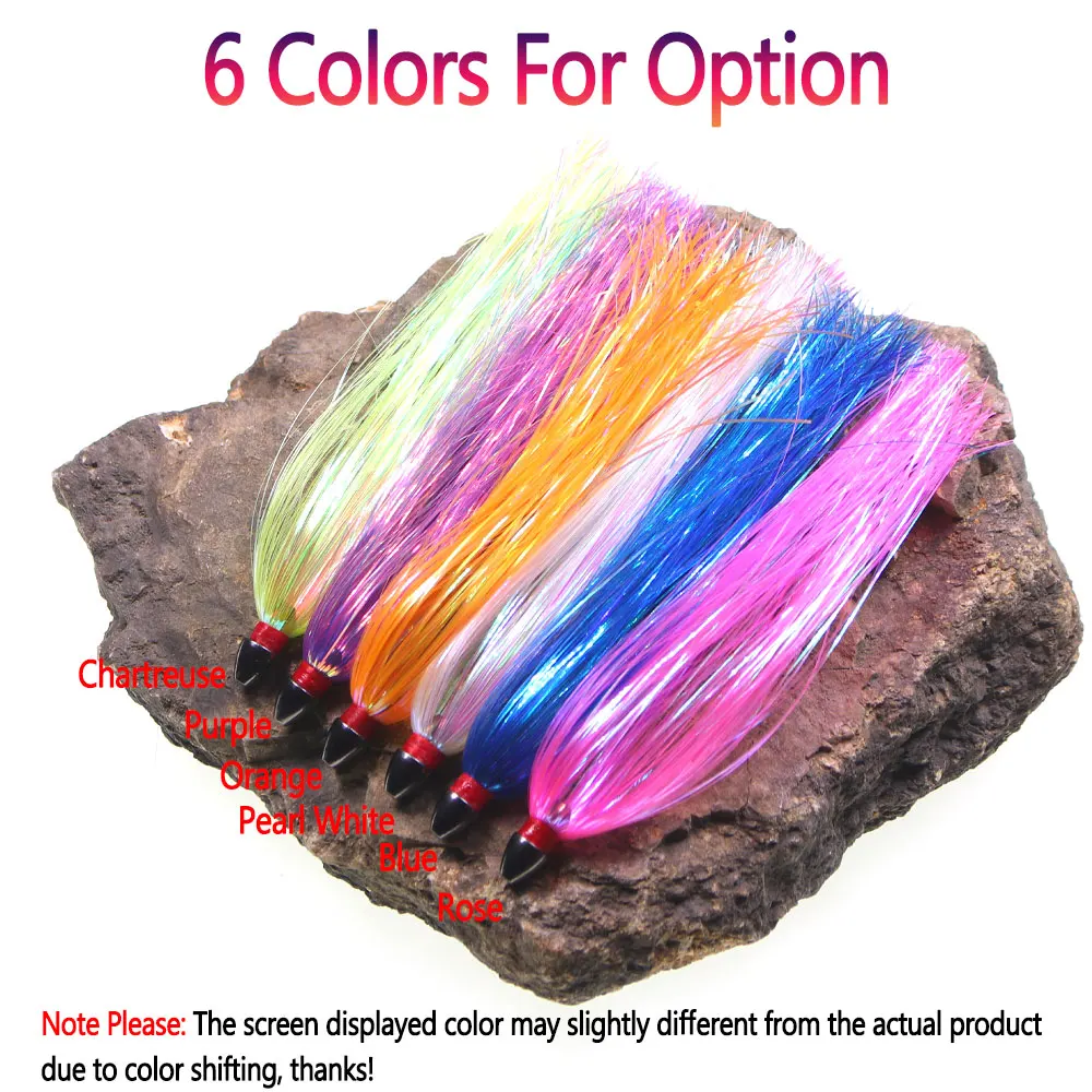 1-6 Stück 13cm/5,12 Zoll Sea Witch Copper Head Mylar Flash Teaser Tail Trolling-Köder DIY für Thunfisch, Schnapper, Salzwasser, Ballyhoo, Bass, Tintenfisch, Jigs – Detail 6