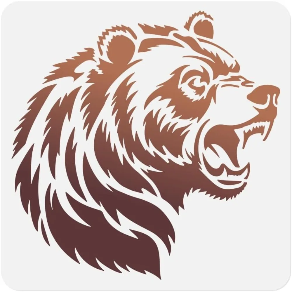 1 Piece Roaring Bear Head Animal Craft Art Stencil 11.8