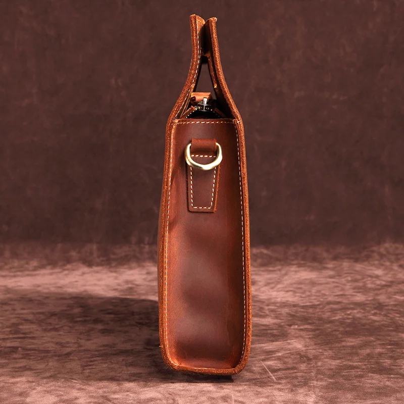 Maletines Vintage de cuero genuino para hombre, bolso de hombro con almohadilla de cuero de vaca Real, fácil de viajar