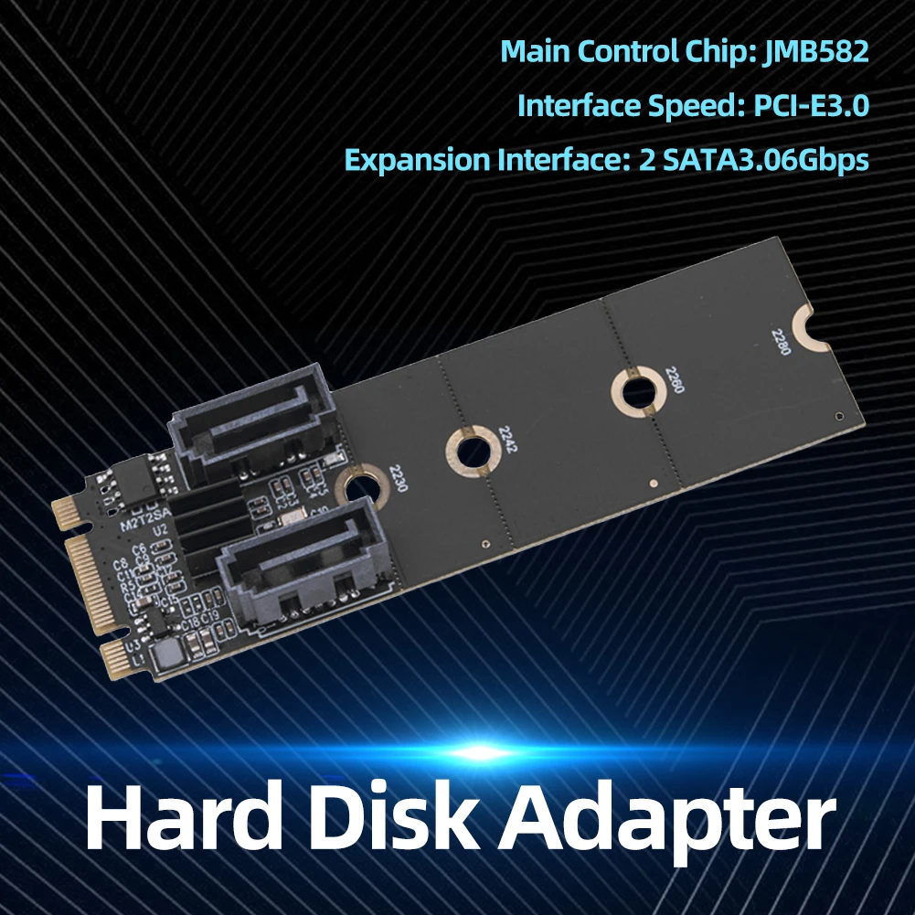 NGFF M2 NVME para adaptador SATA3.0, Chip JMB582, Dual SATA 3.0 Cartão de Expansão, PCIE 3.0