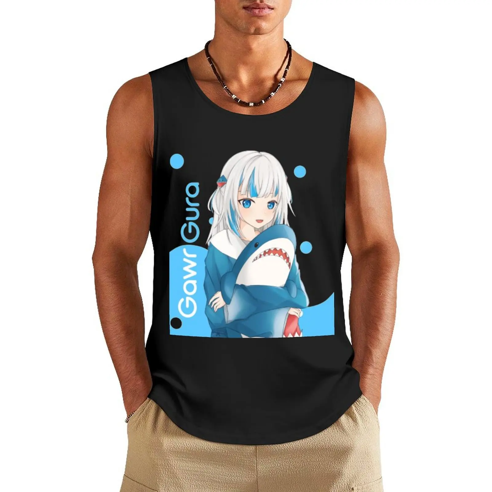 

Hololive EN - Gawr Gura and Shark Doll Tank Top Men's tops Gym T-shirts for men gym men summer 2025