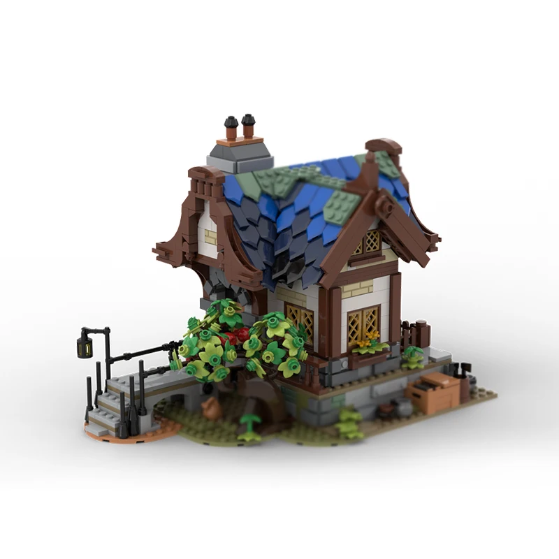 Castillo Medieval modelo MOC, ladrillos de construcción, casa residencial Rural, tecnología Modular, regalos, vacaciones, montar, juguetes para niños, traje