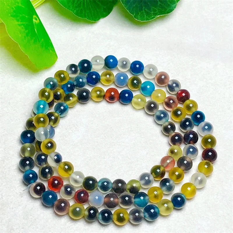 Natural Sweet Agate Multiple Circles Bracelet Healing Fashion Reiki Crystal Fengshui Jewelry Birthday Gift 1pcs 6MM