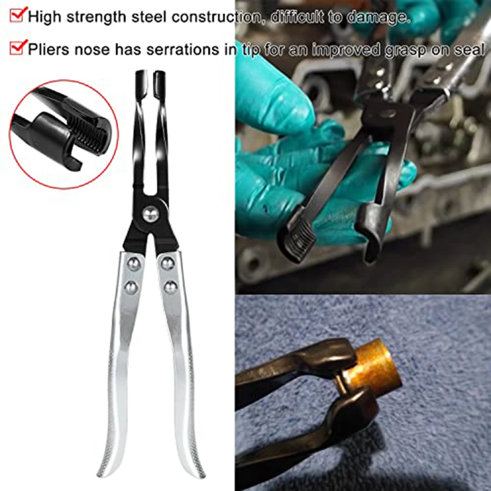 Automotive Valve Stem Seal Pliers 27cm Carbon Steel Tool for Safe and Efficient Seal Extraction Without Damage