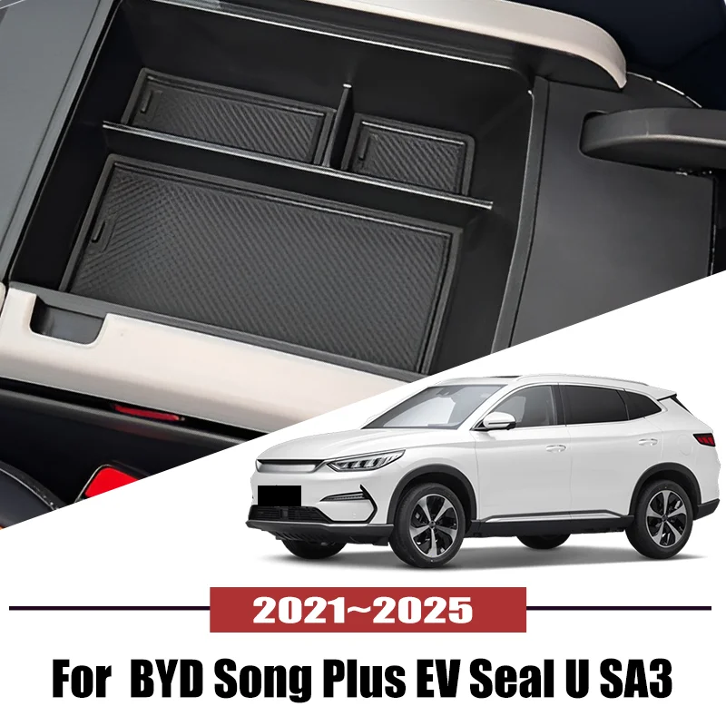 

For BYD Song Plus EV Seal U 2021~2025 Car Central Armrest Storage Box Holder Console Organizer Auto interior Accessories Tools