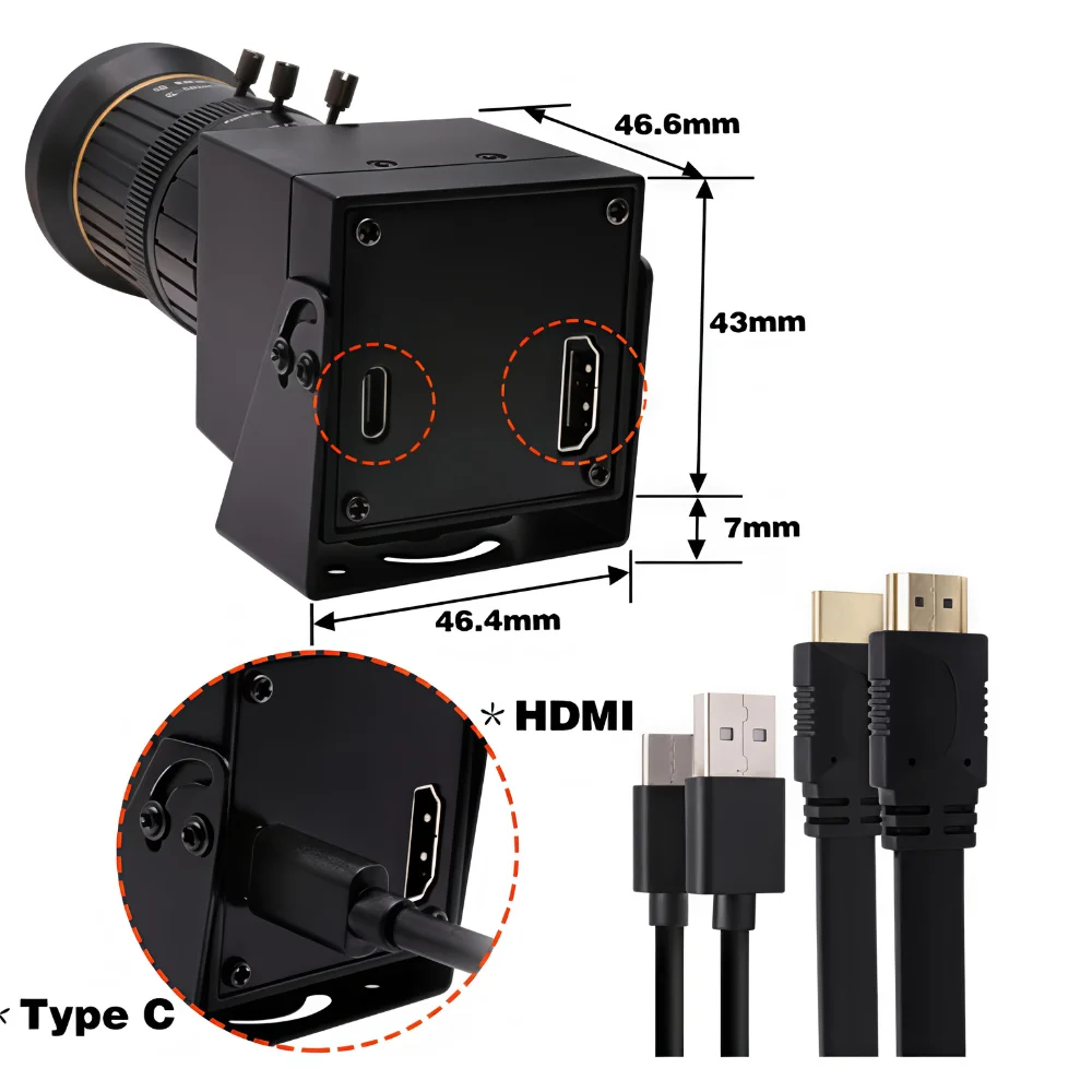ELP 4K HDMI USB Webcam IMX415 Camera No Distortion Lens H.265 H.264 for Video Conference Works with Zoom Skype OBS