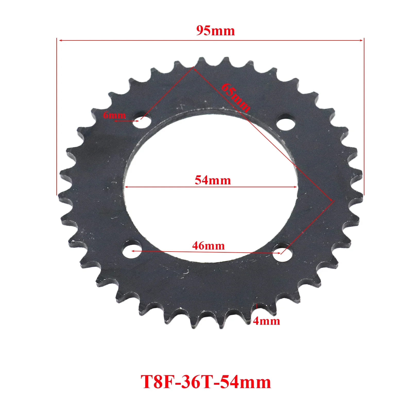 T8F Rear Chain Sprocket Black T8F 36T tooth 54mm For 43cc 47cc 49cc Minimoto Pocket bike Gas Petrol Goped Scooter ATV Quad