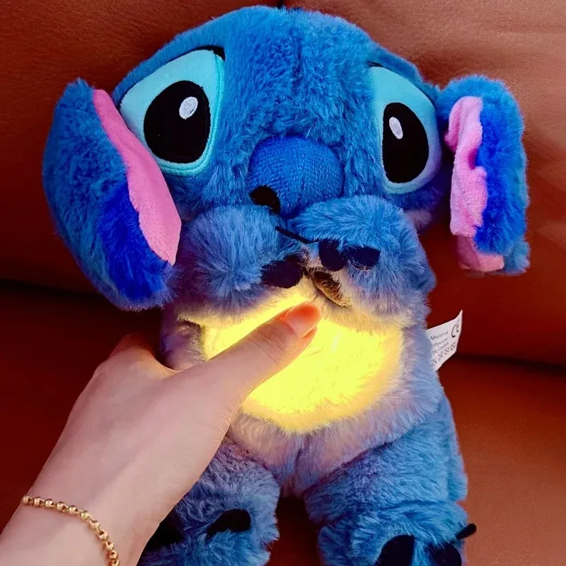 New Stitch Plush Doll Breath Child Peluche Lilo&Stitch Kawaii Soothes Toy Anime Baby Music Light Sleep Toys Model Kid Gift