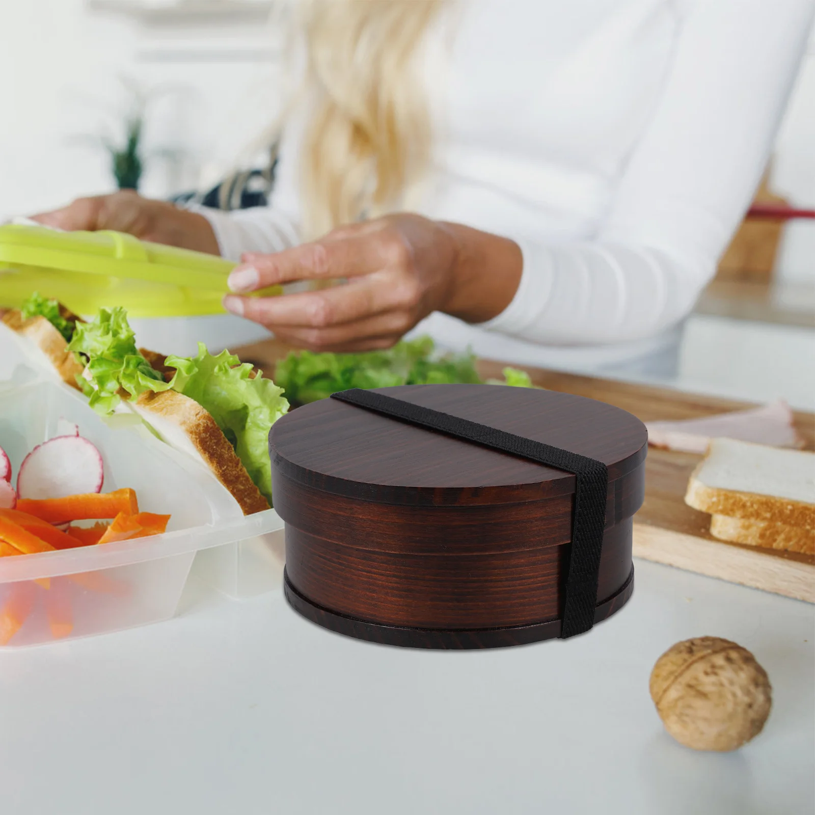 

Japanese Wooden Bento Case Vintage Style Food Box Portable Lunch Container Lightweight Outdoor Use Wood Bento Storage Box
