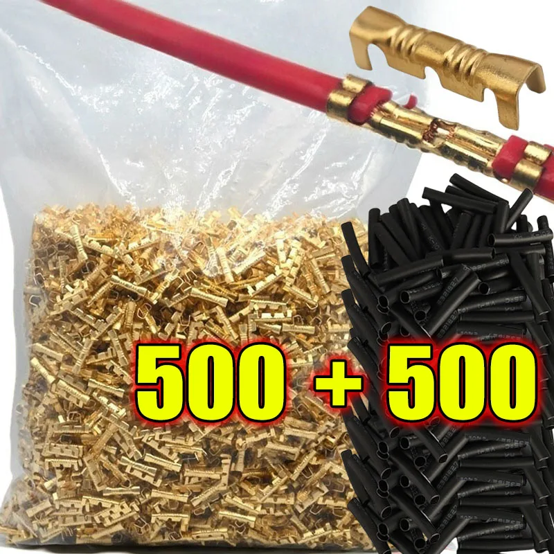 U-Shaped Electrical Wire Connectors Set Crimp Terminals Block for Fast Wiring Cable Lock 0.5-1.5mm² with Heat Shrink Tube Kits