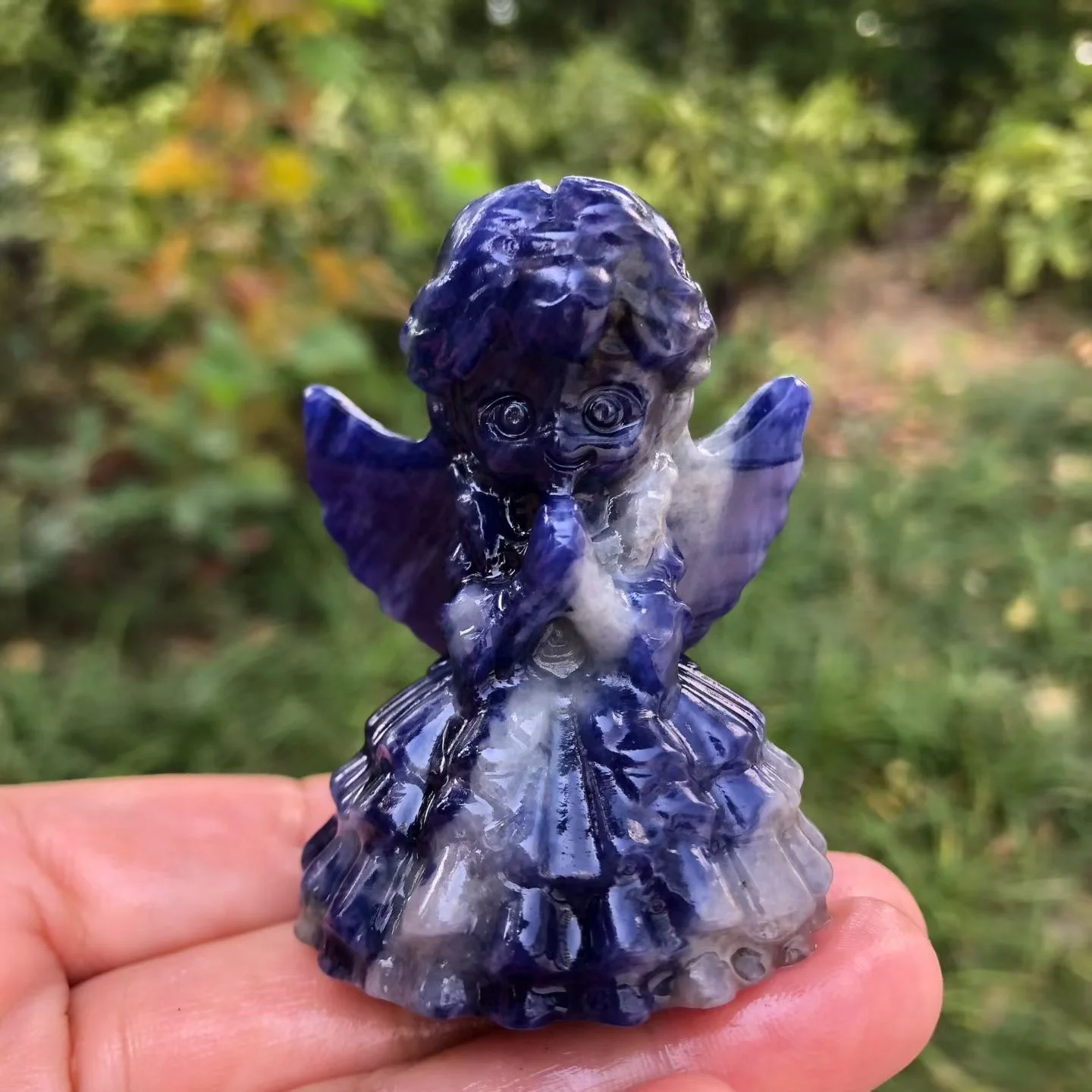 6cm Crystal Quartz Praying Angel Figurine Carved Synthetic Opal Little Angel Statue Home Desktop Decor Crystal Craft Gift