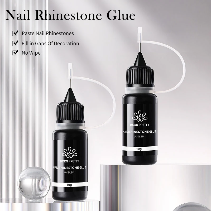 BORN PRETTY 10g Nail Rhinestone Adhesive Glue For Stick The Drill Tranparent Nail Glue Soak Off UV LED Nail Art Gel Varnish