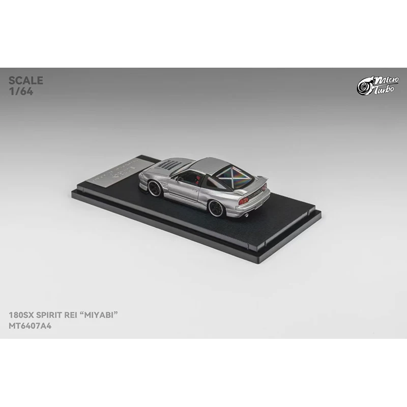 PreSale MT 1:64 Spirit Rei MIYABI S13 Silvia 180SX Metallic Silver Diecast Diorama Car Model Collection Toys MicroTurbo