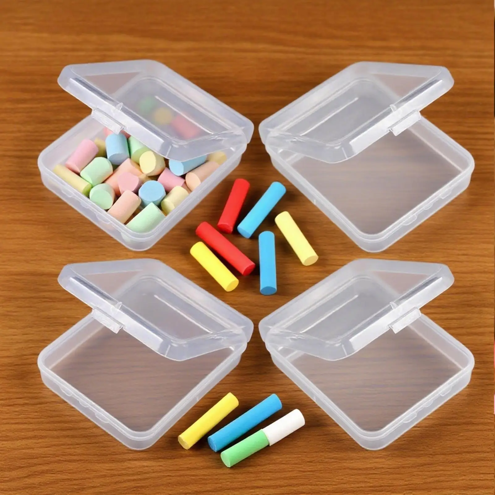 Transparent Chalk Storage Box 4Pcs/set School Teacher Stationery Container School Supply Organizer for Study Room Library