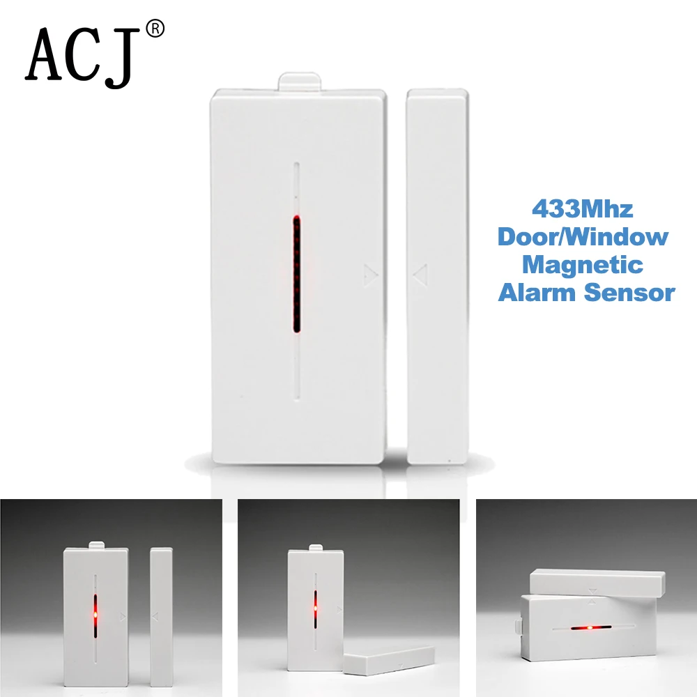 

ACJ 433Mhz Door Magnetic Sensor Wireless Window Alarm Detector Support RF433 Control Smart Home Alarm Host Security System