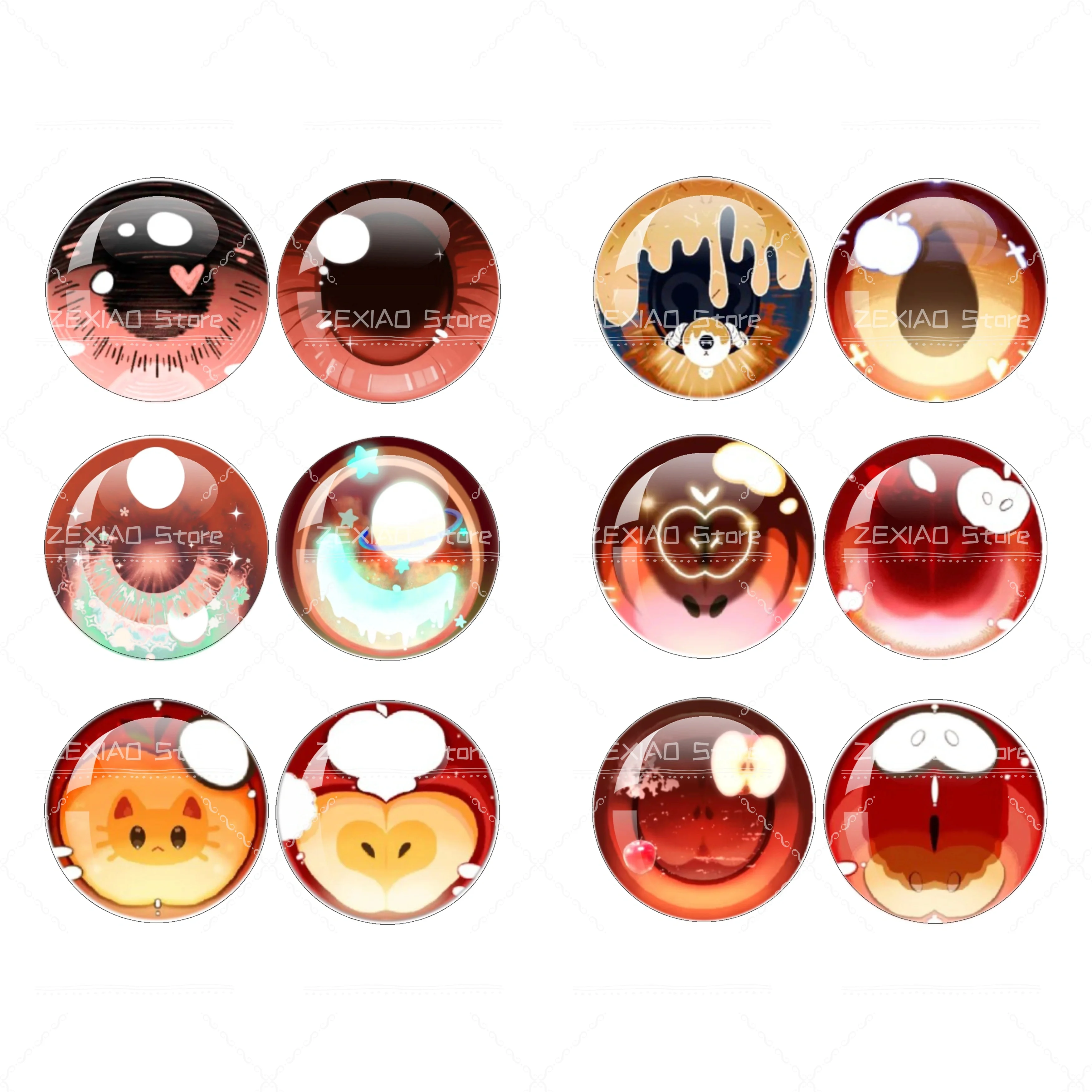 Blyth BJD DOLL Eye Creative Apple Pattern Anime Cat Eye Toys Creative Eyes Glass Cabochons DIY Making Accessories