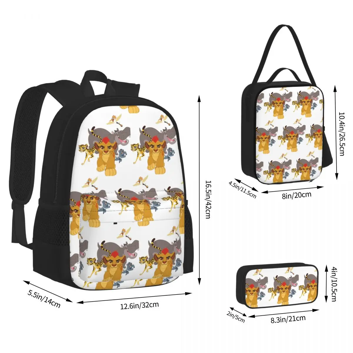 Lion Guard Backpacks Students Bookbag School Bags Kids Rucksack Lunch Bag Pen Bag Three-Piece Set