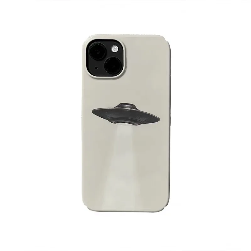 

Ins Korean Niche Design UFO Phone Case for IPhone 17 16E 15 14 Plus 13 Mini 11 Pro Max 12 Pro Back Cover XS XR SE Case