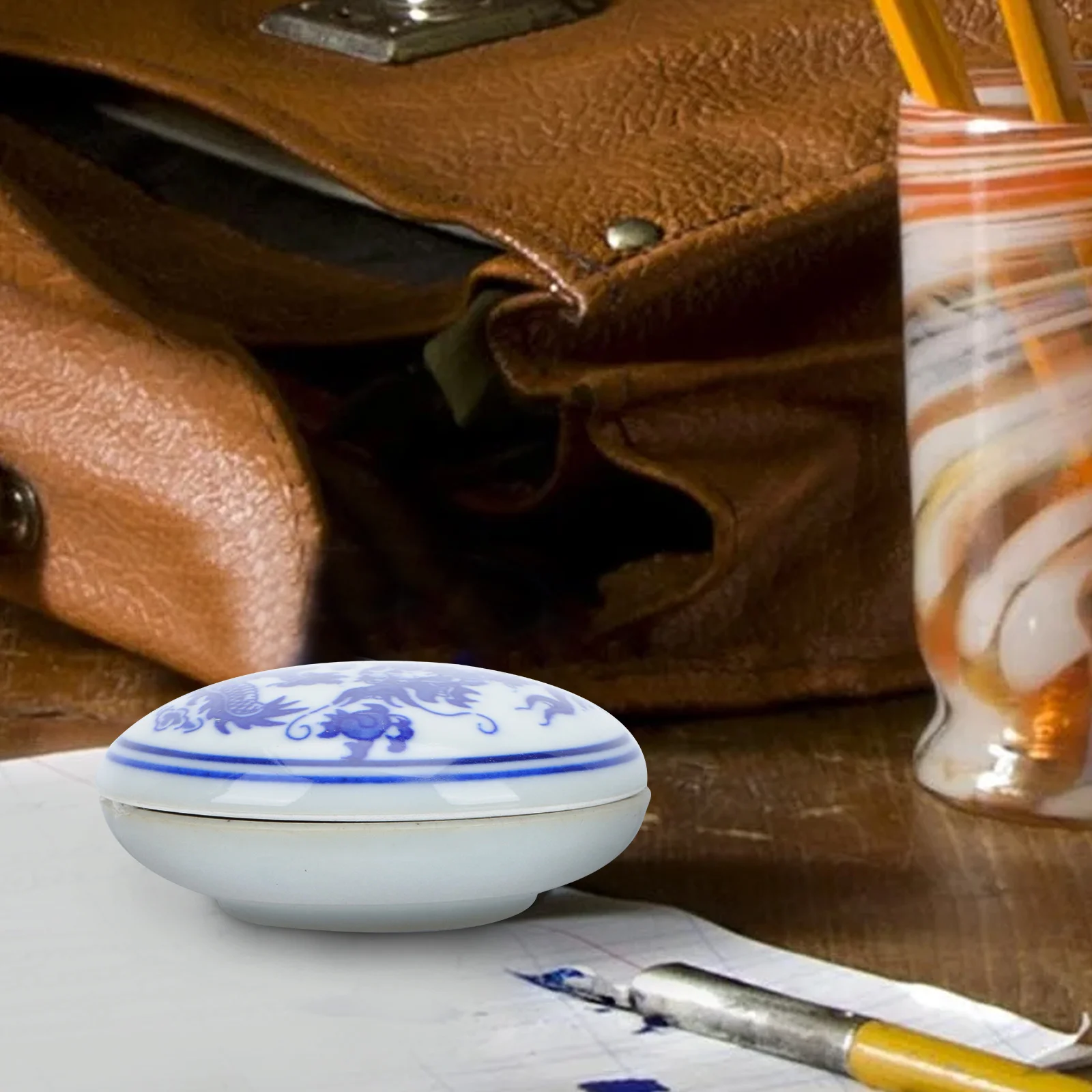 1Pcs DIY Chinese Ink Pad Ceramic Surface Multipurpose Inkpad Smooth Scratch Resistant for Painting Calligraphy Use